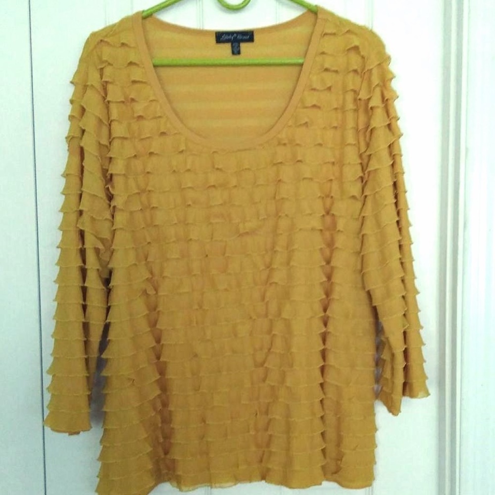Cute Gold Ruffle Blouse